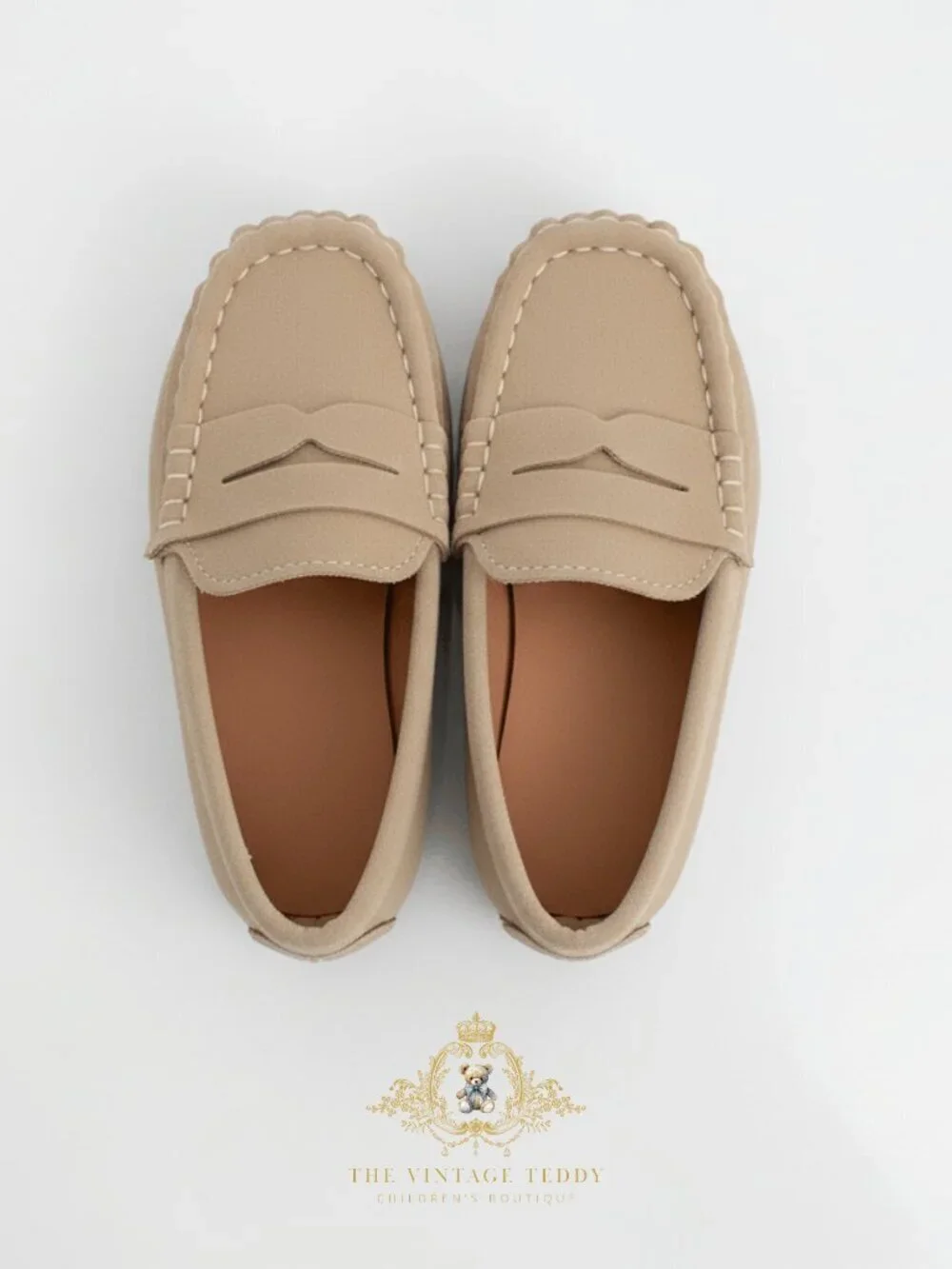 NWT Handsome Boys Vintage Style Classic Loafers Cute Children's Shoes Tan 2